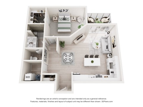 Floor plan for 1 bed, 1 bath, 896 sqft